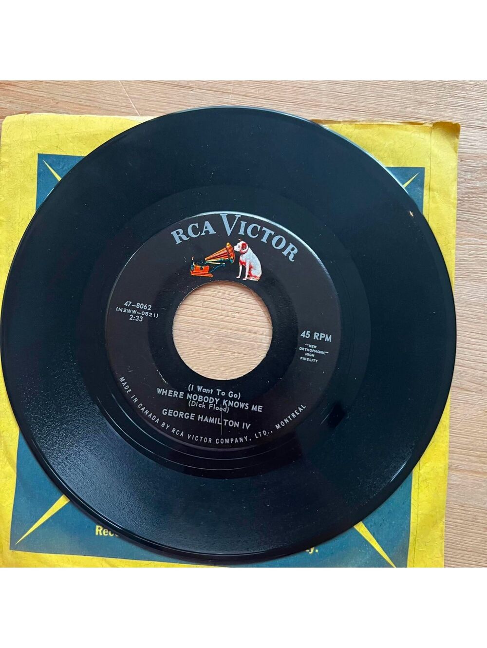 George Hamilton IV - Where nobody Knows Me 45rpm VG+ R89